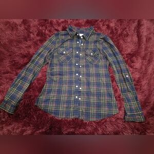 Passport Plaid Button Down Shirt - Blue, Green, and Yellow